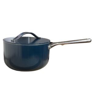 Caraway 3 qt Non-Stick Ceramic Sauce Pan w Lid Navy Cookware Kitchen Non Toxic